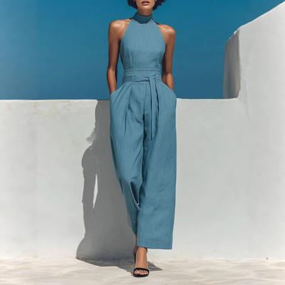 New European, American Amazon Cross-border Women's Clothing Summer Dress Single Shoulder Sleeveless Waist Jumpsuit