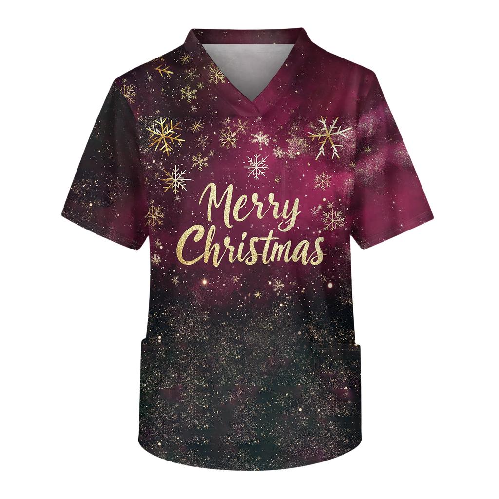 Men's Casual Short-Sleeved V-Neck Printed Front Pocket Top