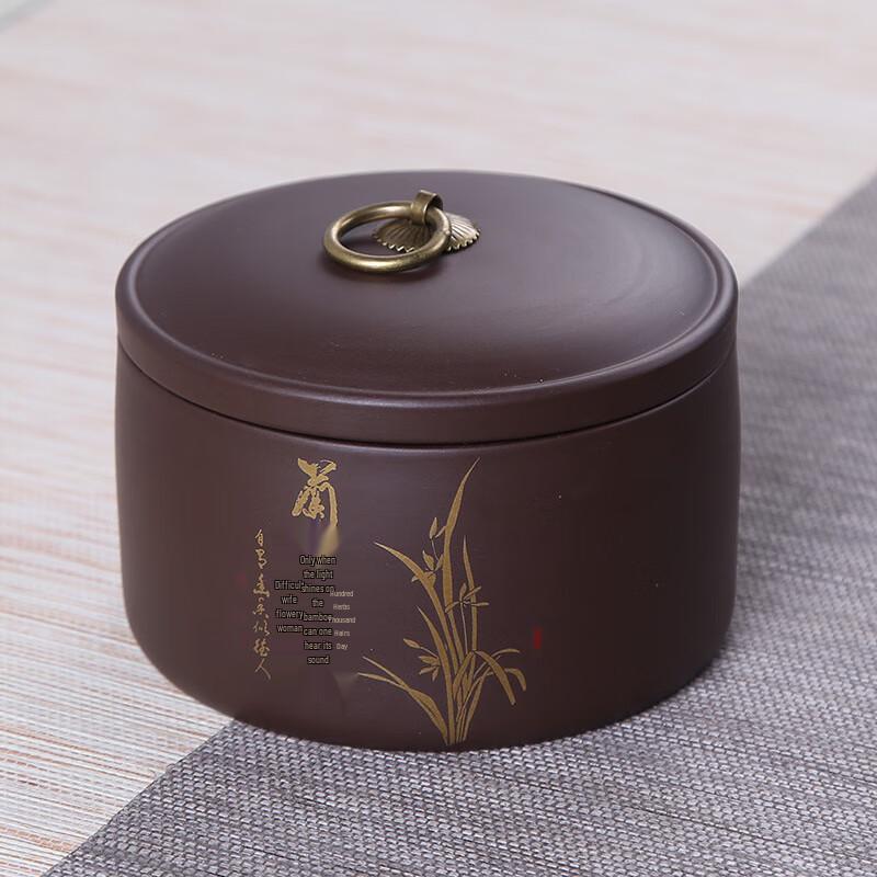 Zhuang Luhua Pin Gilded Purple Clay Tea Caddy