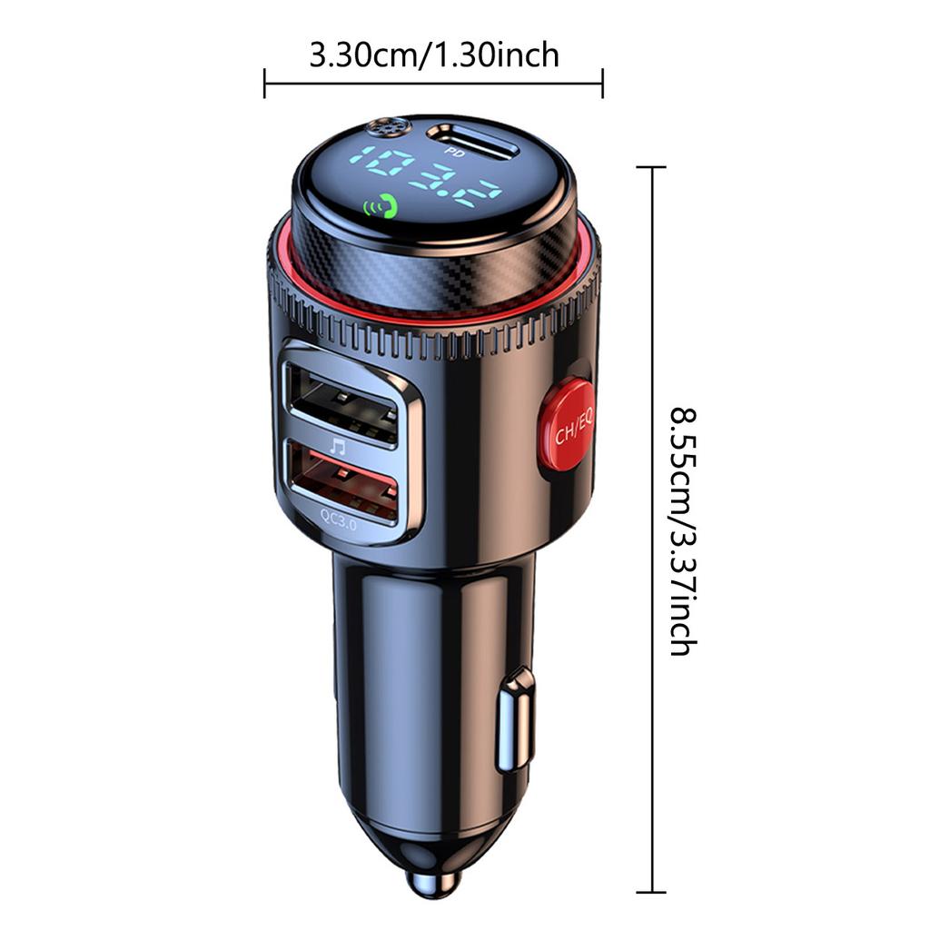 Car FM Transmitter Handsfree Calling Car Kit Car MP3 Player Type C PD 30W USB  QC3.0 Fast Charging Dual USB Car Charger