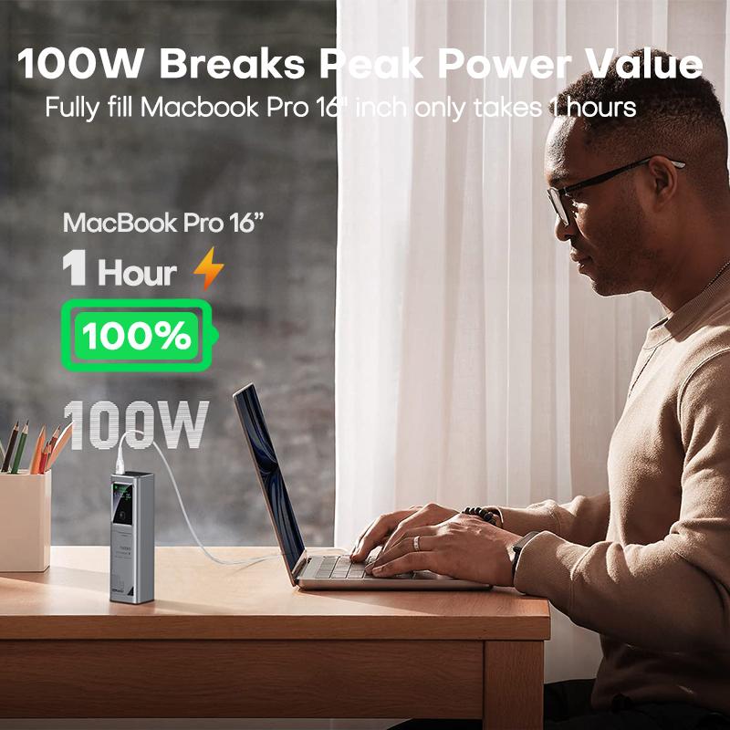 TUODES Power bank PD 100W Szybkie ładowanie 20000mAh Pojemność baterii zewnętrznej Przenośna ładowarka do laptopa iPhone Samsung Xiaomi