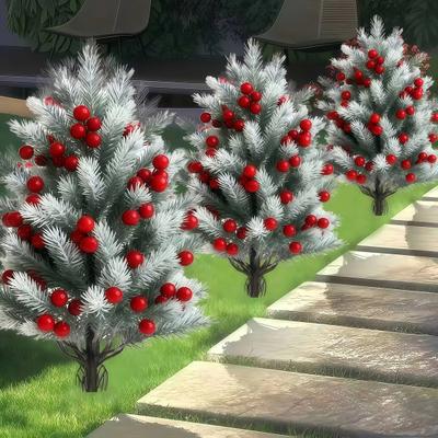 Christmas Tree Wind-Resistant Stability Strong Structure Pine Needle Xmas Tree with Berry Details Realistic Garden Decoration