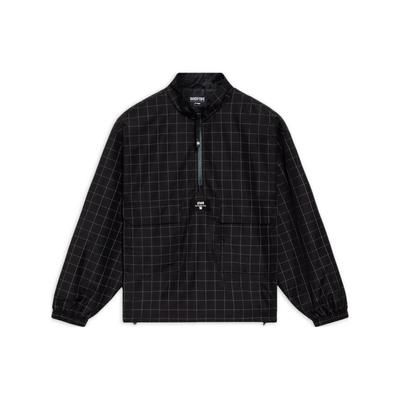 Badfive Schachbrett Reflektierender Buchstabenaufdruck Lockerer Sport-Windbreaker Herren Oberbekleidung Schwarz AFDS363-2