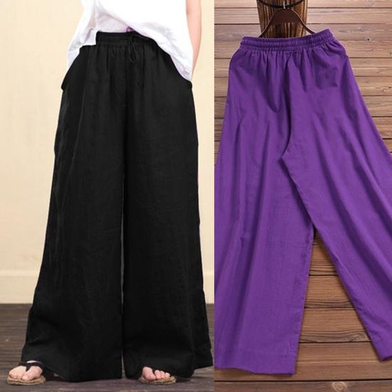 Lady Pants Thin Loose Fit Cotton Flax 