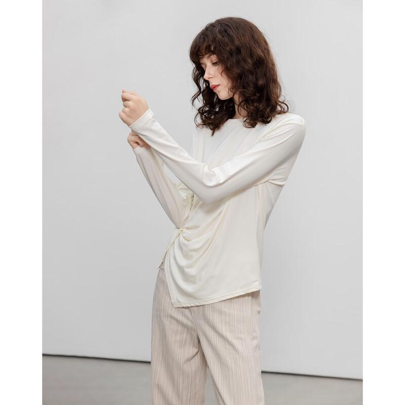 Women's Asymmetric Twist-Knot Lyocell Blend Long Sleeve Top