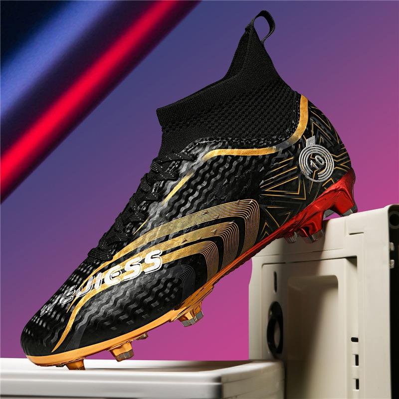 Chaussures de football à semelle plaquée or pour la Coupe du Monde, étudiants masculins, adultes, jeu sur gazon, chaussures d'entraînement à crampons pour femmes, taille 3.