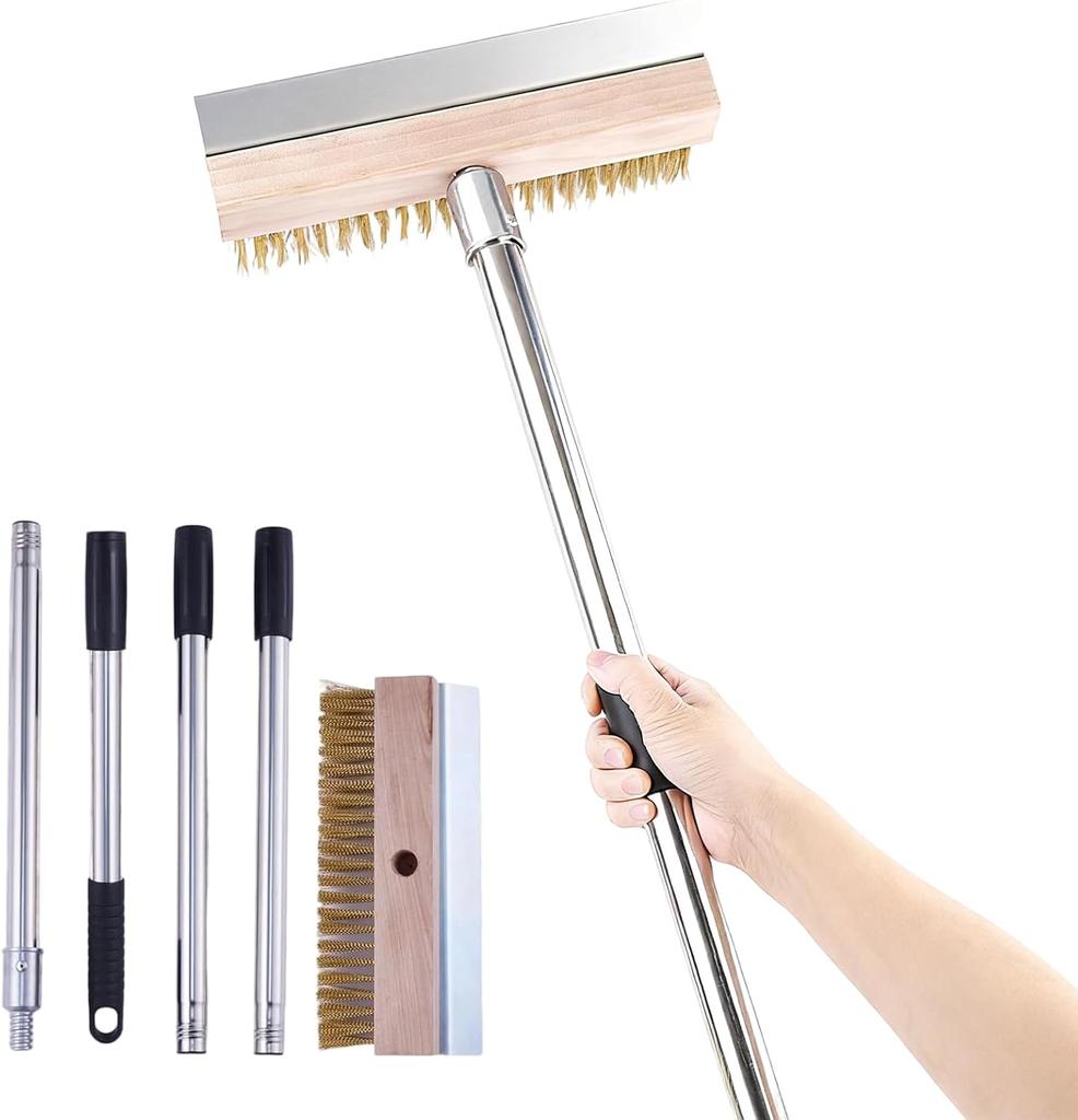 Pizza Oven Brush Grill Cleaning Brush with Scraper and 1.6m Long Handle Pizza Oven Accessories Pizza Oven Tool