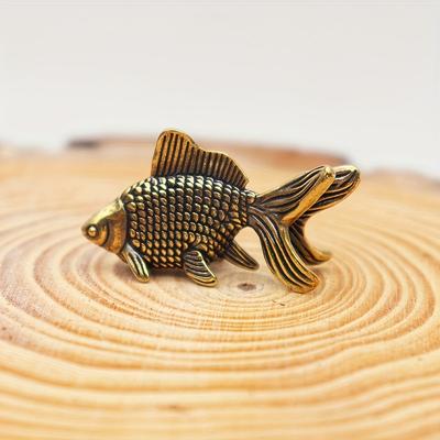 Vintage mosazná soška zlaté rybky Šťastný talisman Zvířecí socha pro dekoraci domova a stolu Perfektní dárek k Valentýnu