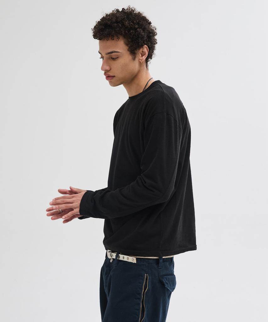 LEIRE Slub Back Line Long Sleeve T-Shirt [Black]