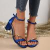 Fashion New Sandals Temperament Versatile Summer Round Toe Metal Thin Strap Bag Heel Non-slip One-line High Heels