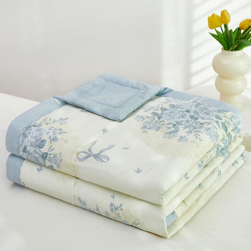 Summer Cool Cotton Quilt: Lightweight, Printed, for Double or Single Bedding
