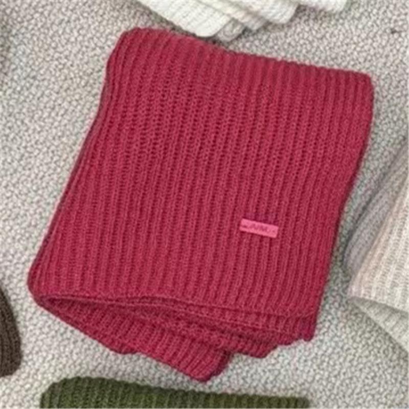 Wool Knitted Scarf Korean Version Versatile Solid Color Simple Woolen Warm Couple Thickened Scarf