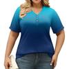 Women's Fashion Casual Printed V-Neck Short Sleeve Large Size T-Shirt Top