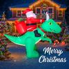 7.8FT LED Inflatable Xmas Yard Decor Santa Riding Dinosaur Christmas Decorations Lawn Garden Supplies Home Ornament Gifts Toy