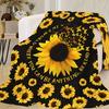 Creative Sunflower Theme digital-printed polyester Bedroom velvet flannel cover blanket Fleece soft sofa cover blankets for beds