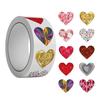 500 Pcs Heart Shaped Stickers 1" Self Adhesive Stickers Roll Love Heart Pattern Decals for Valentine's Day Wedding Card