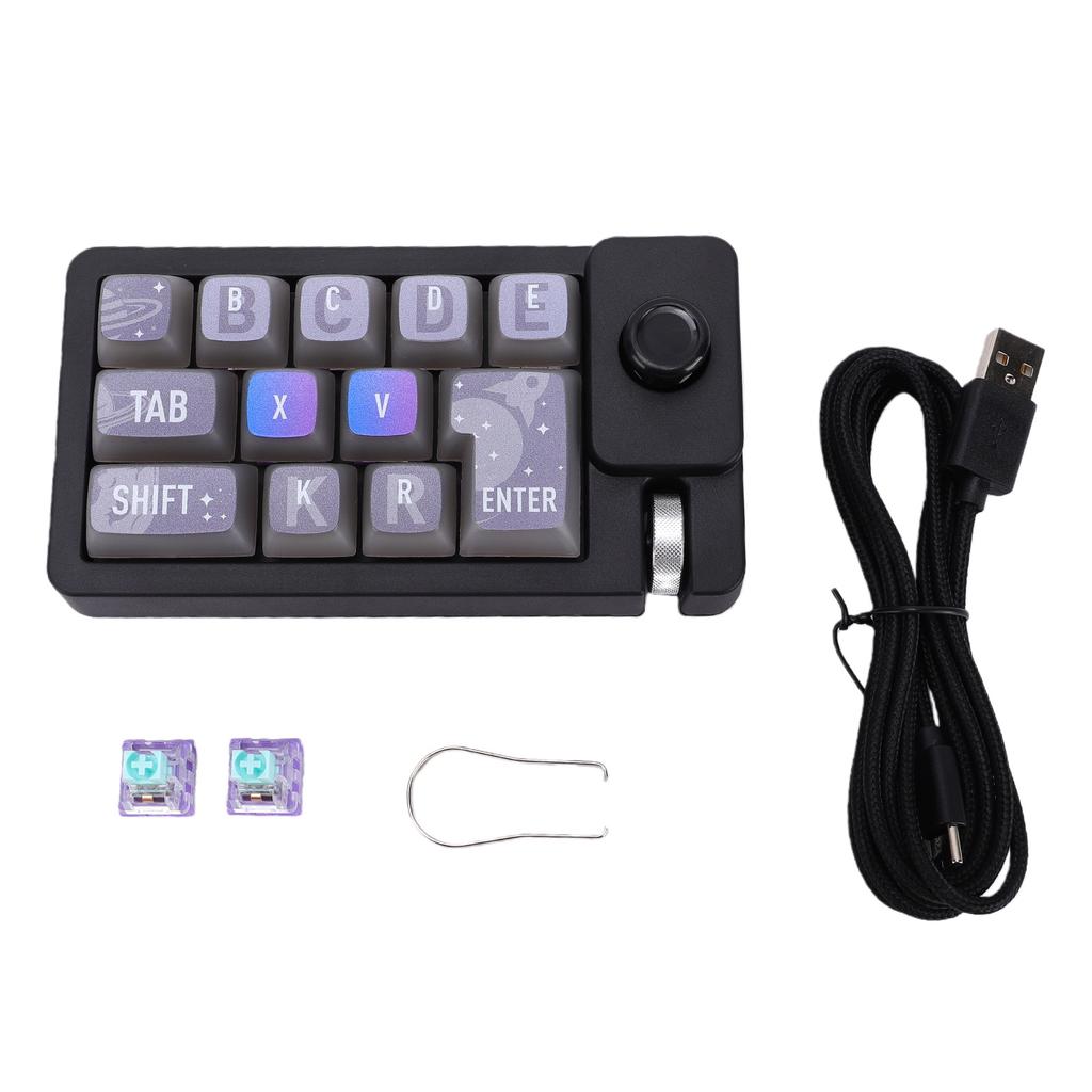 12 Key Keyboard RGB LED Backlight Type C Macro Programmable 2.4G Wireless One Handed Mechanical Gaming Keyboard with