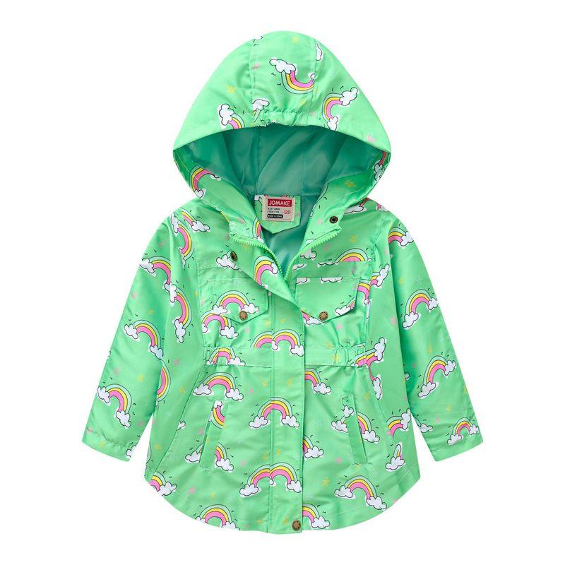 Spring and Autumn Children's Clothing Fashion New Coat Girl Cartoon Rainbow Anorak Children's Out Jacket Zip-up Shirt