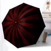 1pc Red Black Stripes Color Wheel Automatic Folding Umbrella Compact Lightweight Travel Umbrella with 8-Rib Sturdy Frame, Windproof & Self017