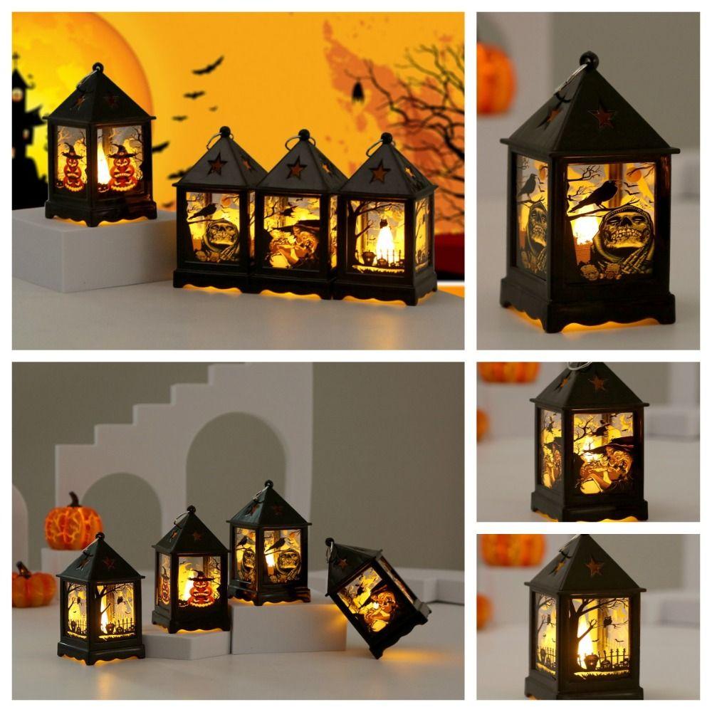 Witch Candlestick Wind Lamp Pumpkin Halloween Wind Lantern Portable Bar