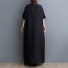 Neues Vintage Sommer Freizeitkleid für Damen Übergröße Locker Lang Maxi Kurzarm Kleider