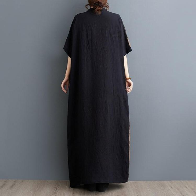 Neues Vintage Sommer Freizeitkleid für Damen Übergröße Locker Lang Maxi Kurzarm Kleider