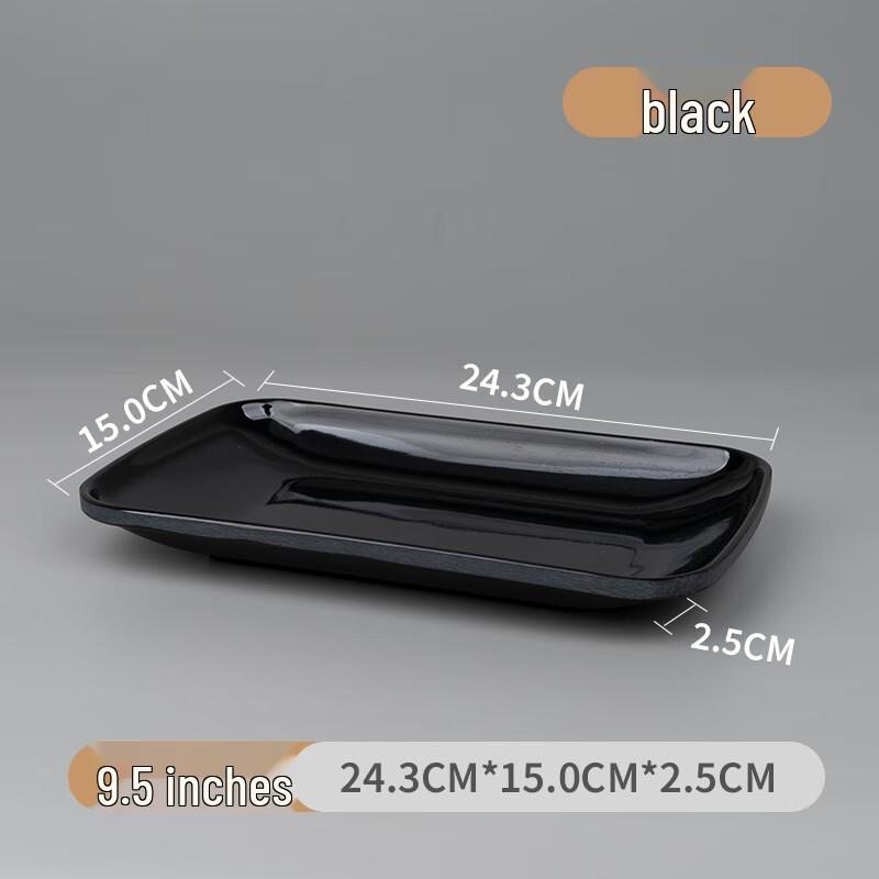 A5 Thickened Black 9.5-inch Round Melamine Serving Plate
