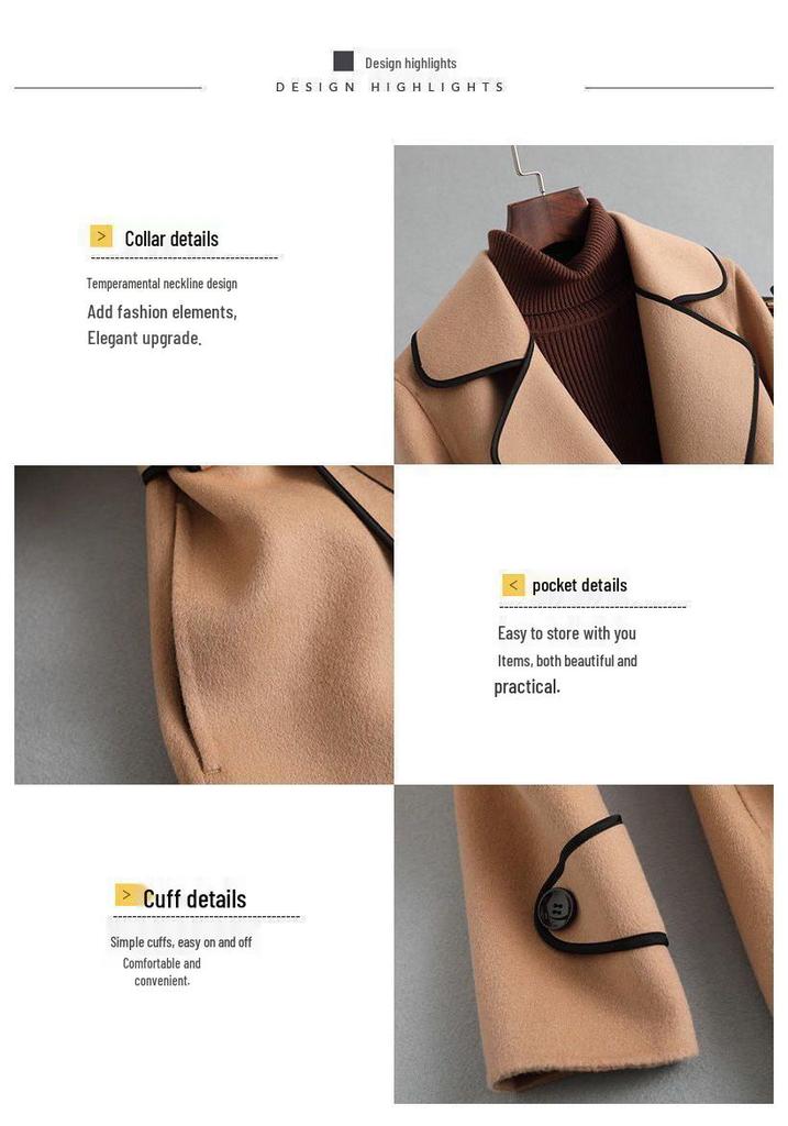 2025 Winter Women's Korean Style Double-Sided Wool Cashmere Mid-Length Loose Coat