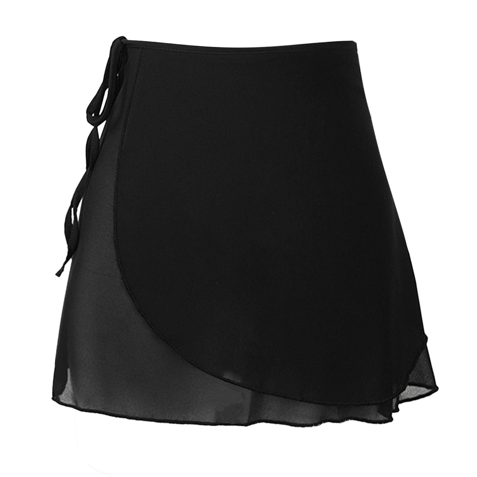 

Женская шифоновая юбка-халат со шнуровкой для занятий балетом, латиноамериканских танцев, струящиеся летние наряды M чёрный