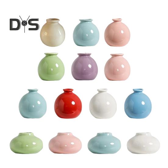 Mini-Keramikvase, einfarbig, glasierte Blumenvase, Schreibtischdekor, Miniatur-Knospenvase für kleine Hydrokulturpflanzen, Blumen, Büro, Wohnzimmer, Schlafzimmer