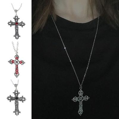Gothic Retro Necklace Alloy Vintage Pendant Necklace Engraved Floral Necklace Unisex Jewelry for Men Women Party Gatherings