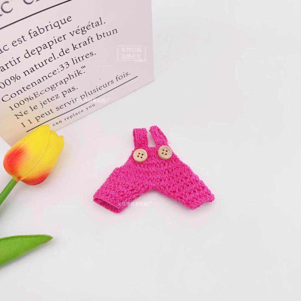 15cm Plush Small Bear Toy DIY Keychains Cute Handmade Knitted Overalls Bear Keychain Animals Pendant Girls Women Bag Accessories