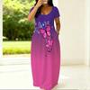 Ladies Curvy Fit Crew Neck Short Sleeve Dress Light Loose Outfit Designed For Summer Daily Hangouts