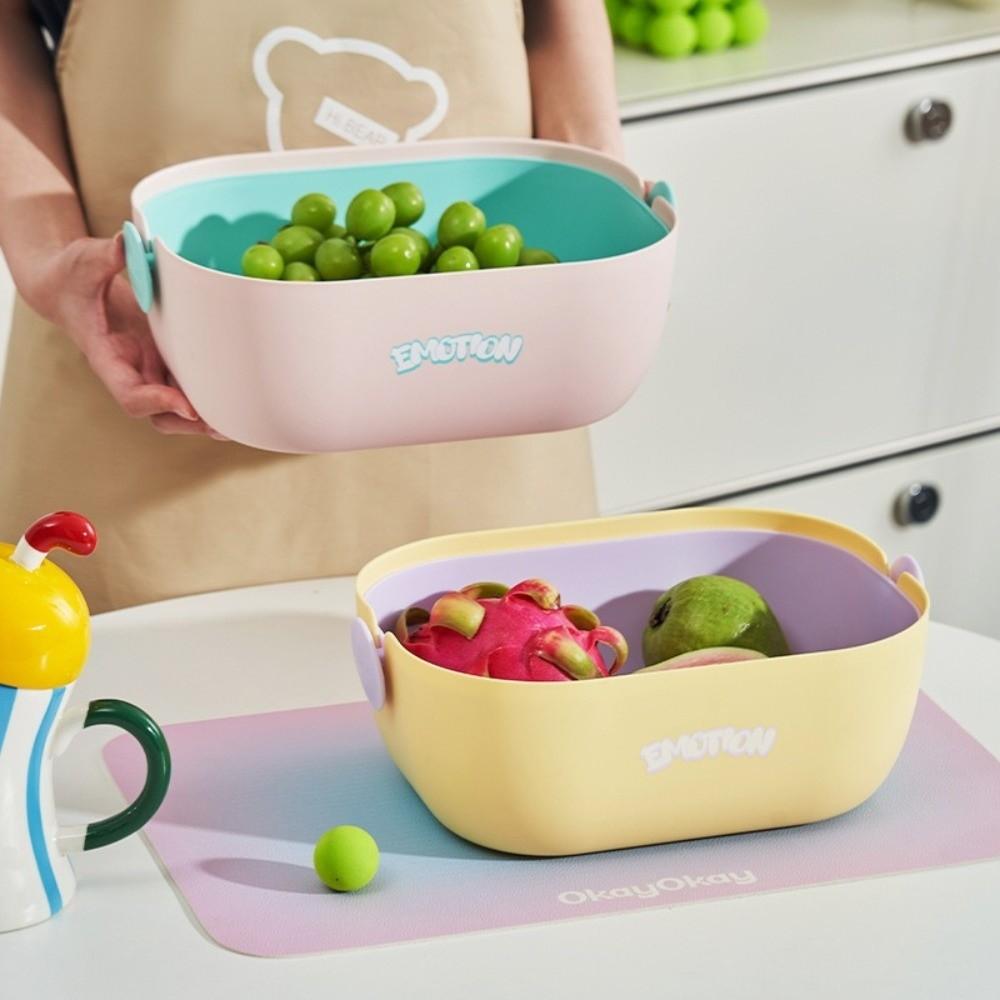 Double-Layer Fruit Cleaning Basket Plastic Vegetable Basket Drainage Basket  Vegetable Washing