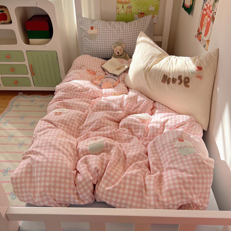 

Comforter New Class A Cartoon Pure Cotton Four-Piece Set Student Small Fresh Dormitory Bed Sheet Three-Piece Set Comforter (quilt)-EU Single(135*200cm)3pcs