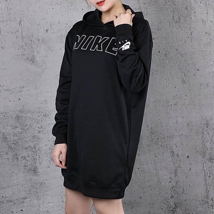 Nike Vestido de Punto con Capucha y Manga Larga Vestido de Mujer Negro CJ3113-010