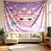 Custom Name Personalized Labubu Print Tapestry, Wall Art Decor, Bedroom, Dorm, Apartment, LivingRoom, Party Backdrop, Gift for Birthday