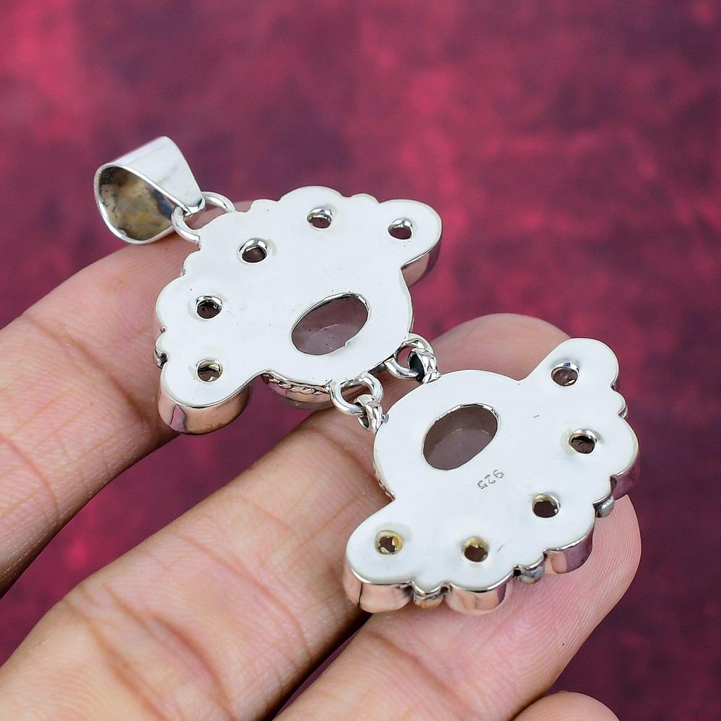 Rose Quartz Gemstone 925 Sterling Silver Handmade Wonderful Jewelry Pendant, Gift for Introverted