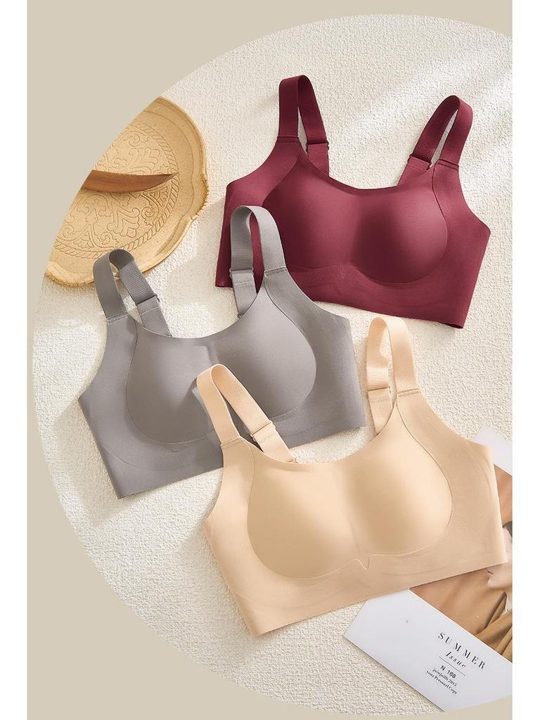 Women's No-Wire Support Bra: Comfortable, Side-Smoothing, Anti-Sagging, Thin Style with Wide Straps