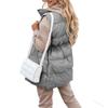 Womens Mid-Length Solid Color Drawstring Loose Cotton Vest With Zipper Pockets Outdoor Camping Hiking