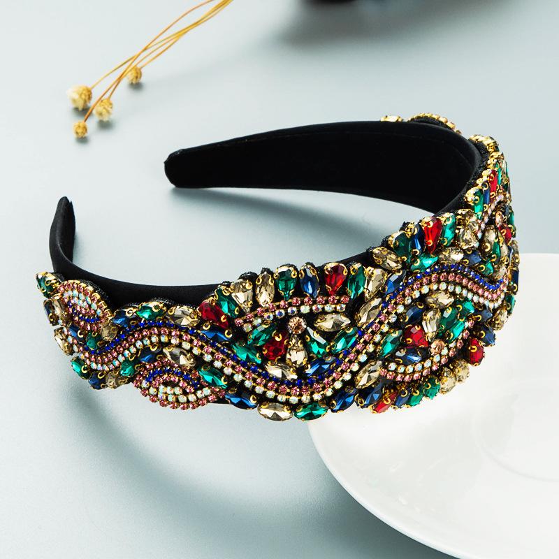 Luxuriöse Barock Super Blinkende Edelstein Stirnbänder Mode Haaraccessoires Frauen Voll Diamant Breitkrempiges Haarband Haarreif Neu