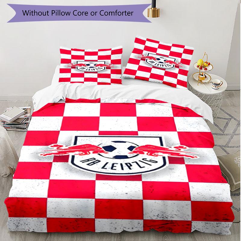 3-teiliges Bettbezug-Set (1 * Bettbezug + 2 * Kissenbezug, ohne Kern), RB Leipzig Aufdruck Weiches Ganzjahres-Bettwäscheset, Heimschlafzimmer-Dekoration Geschenk