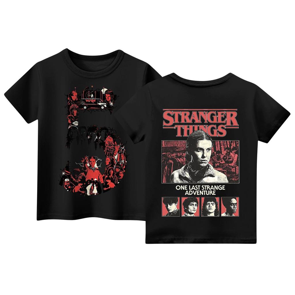 Children's Short Sleeve Tops Casual Print T Shirt Round Neck Pullover Blouse