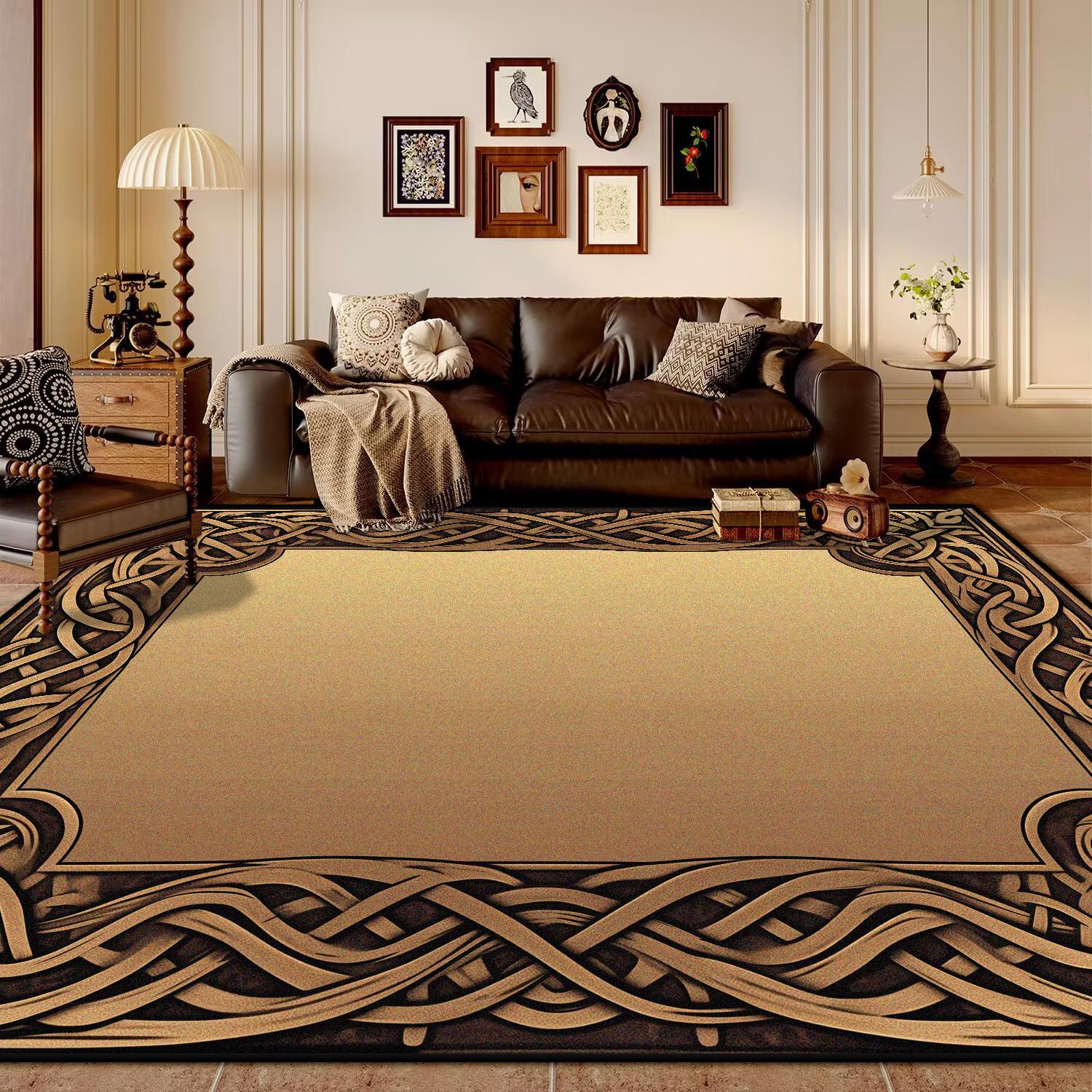 

High-end Luxury Golden Living Room Carpet Large Area Rugs Room Decor Floor Mats Washable European Tatami Mat Non-slip 200x300cm 40cm x 60cm