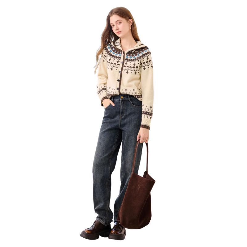 Xiangying Women s High-Waist Straight-Leg Denim Jeans S