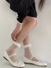 3 Pairs Female Mesh Polka Dot Black Fungus Edge Thin Design Japanese Style Glass Silk Short Socks Lace Lace Mid Tube Socks