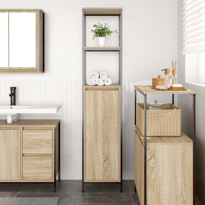 VidaXL Meuble de salle de bain avec étagères chêne sonoma 36x35x165 cm, armoire de rangement de salle de bain, armoire de 861908