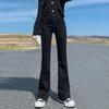 Women's 2025 Autumn/Winter High-Waisted Velvet Micro-Flare Jeans, Slimming and Flattering, Petite, Elastic, Straight Leg, Floor-Length