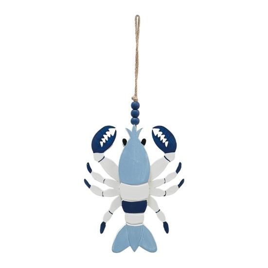 

Handmade Wooden Beach Hanging Ornaments Rustic Lobster Crab Turtle Marine Animal Decor Coastal Ocean Theme Wall Art with Hemp Rope A