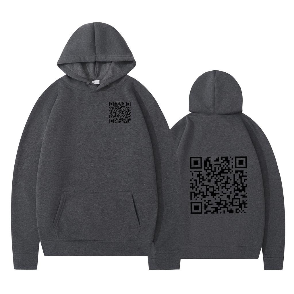 Cross-border Hoodies, New Printed Styles, QR Code Scans, Loose Men's and Women's Hoodies